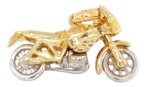 Motorcycle 14k Gold Charm Pendant