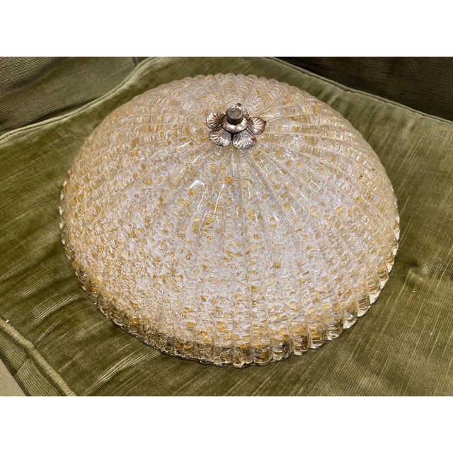 Ceiling Light with Gold Inclusion in the style of Borovier & Toso, 1990 For Sale - Image 3 of 9
