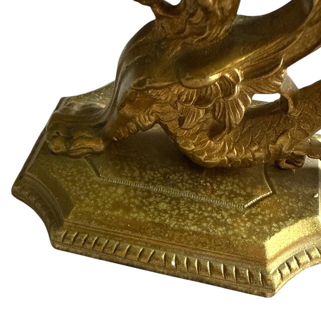 Metal Late 19th Century French Neoclassical Brass Griffin Candlesticks – A Pair For Sale - Image 7 of 7