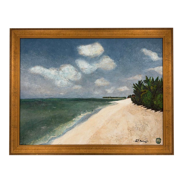 Original Coastal Beach Oil and Wax Painting on Canvas For Sale