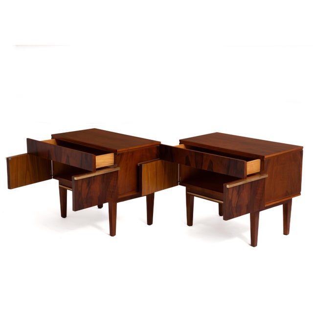 William Hinn Swedish Rosewood Brass Nightstands After William Hinn Mid Century - A Pair For Sale - Image 4 of 11