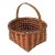 Nicely Hand Woven Small Size Antique American 2 Color Ash Splint Handled Carry Basket For Sale