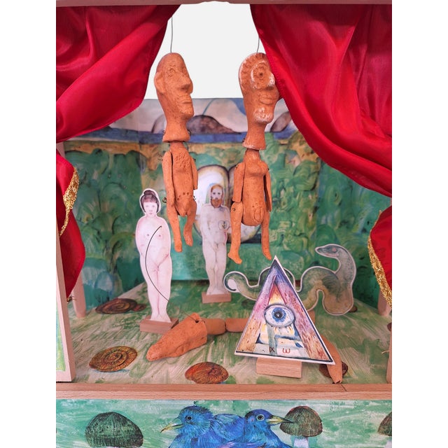Possenti Antonio, Teatrino Il Giardino Dell'eden, 1980s, Fabric & Cardboard & Compressed Wood & Terracotta For Sale - Image 3 of 10