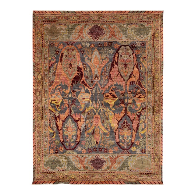 Modern Bidjar-Style Wool Rug — Vibrant Colors, Dense Weave, Timeless Symmetry For Sale