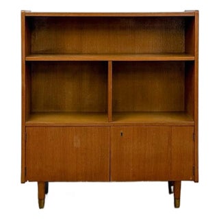 MCM Bookshelf Storage Cabinet Combo Vintage Mid-Century Modern Wood Bookshelf For Sale