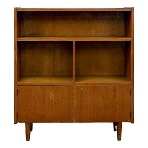 MCM Bookshelf Storage Cabinet Combo Vintage Mid-Century Modern Wood Bookshelf For Sale