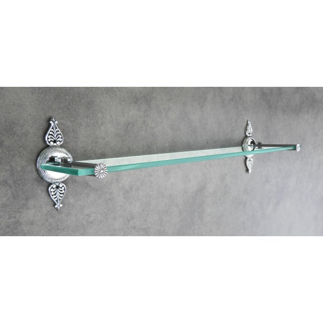 Charming ensemble of neoclassical revival vanity bathroom accessories in chrome, c1970s france. These elegant accessories...