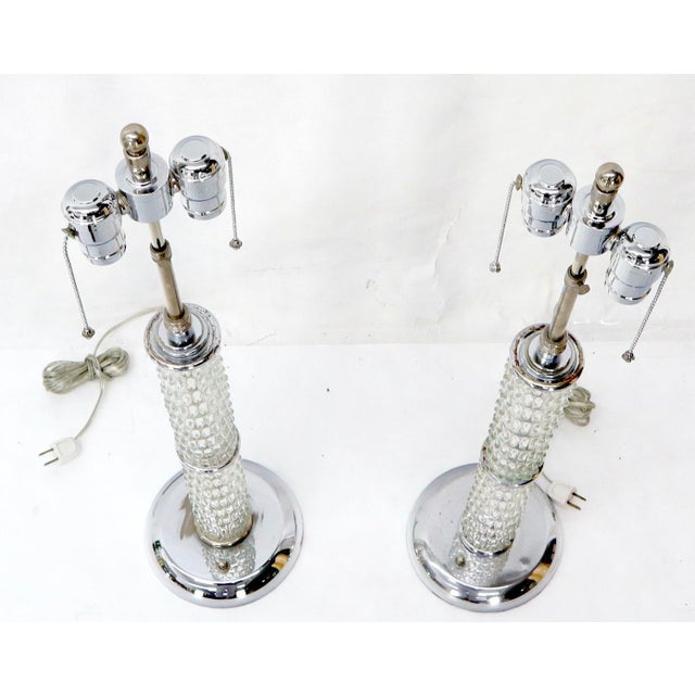 Metal Large Crystal and Chrome Mid-Century Modern Table Lamps For Sale - Image 7 of 14
