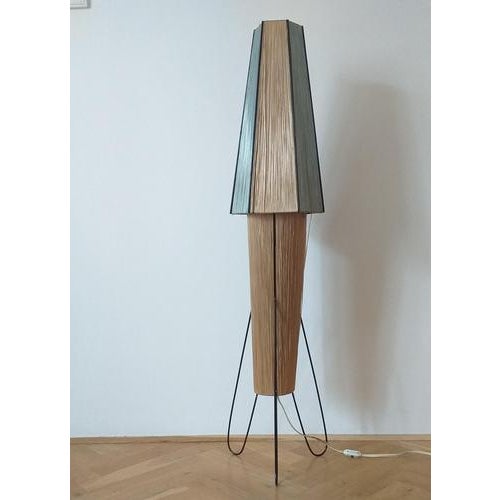 Mid-Century Modern German Rocket Floor Lamp in Metal and Straw, 1960 For Sale - Image 10 of 13
