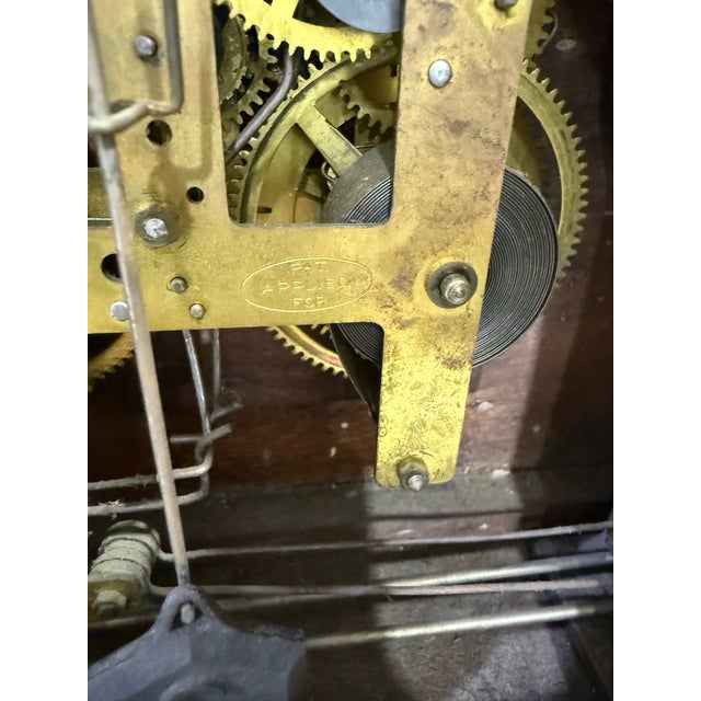 Wood Antique Sessions Wooden Mantel Clock Dulciana Model Inlays Mahogany Vintage For Sale - Image 7 of 7