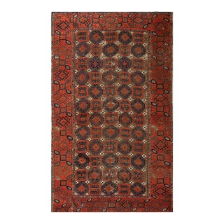 1880s Brown Oxidized Tribal Antique Baluch Turkmen Rug 3'0" X4'10" Handknotted Wool Carpet For Sale