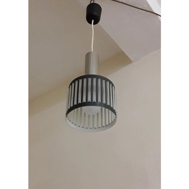 Vintage Ceiling Lamp with Gray Metal Frame and Embedded Clear Plastic Sticks, 1970s For Sale - Image 3 of 6