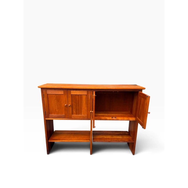 Wood Late 20th Century Solid Cherry Sideboard Console Table | Stickley Style | Four Doors With Open Lower Shelf For Sale - Image 7 of 12