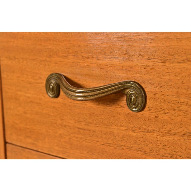 Mid-Century French Regency Carved Mahogany Highboy Dresser or Chest of Drawers, Circa 1950s For Sale - Image 9 of 18