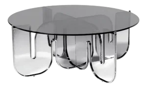 Modern Mirror Acrylic Wave Lucite Coffee Table