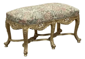 19th Century French Louis XIV Giltwood Vanity Bench With Tapestry