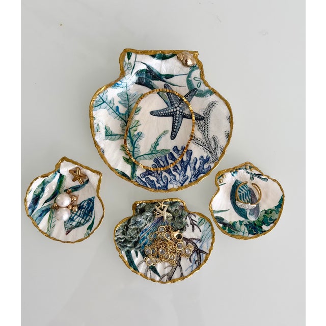 Shell Palm Beach–Style Gilded Shell Trinket Dishes – Set of 4 For Sale - Image 7 of 7