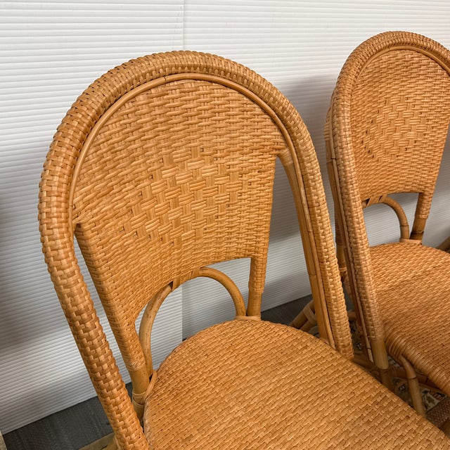 Serena & Lily Sunwashed Rivera Rattan Dining Side Chairs, Set of Five For Sale - Image 11 of 12