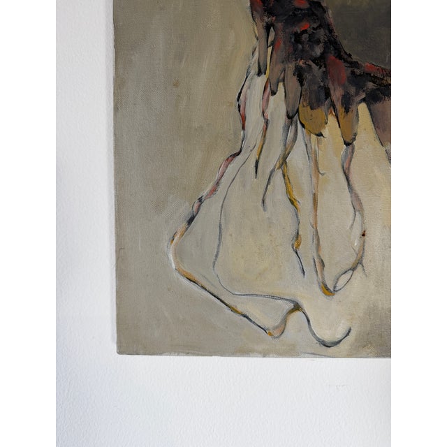 Cream 1970s C. Jackson Expressionist Abstract Oil on Canvas Painting – Signed, Unframed For Sale - Image 8 of 12