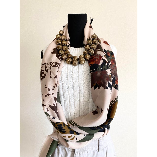1980s 46.5” XL Wool Modernist Abstracted Butterfly Scarf (Turkey) For Sale - Image 5 of 12