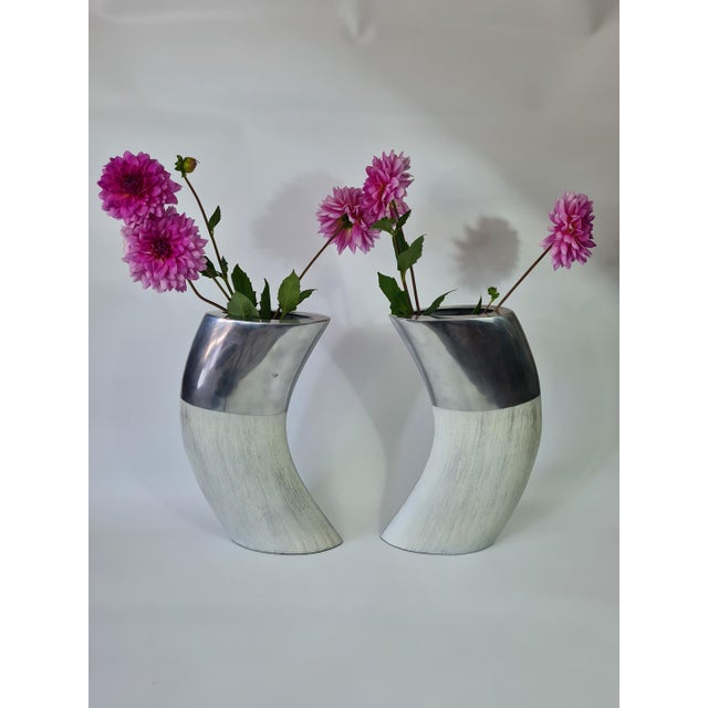 Beige Vases in Aluminum and Ceramic from Ventura Living, 2000s, Set of 2 For Sale - Image 8 of 11