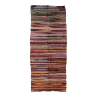 Decorative Vintage Striped Kilim Rug - 4`11" X 12`2" For Sale