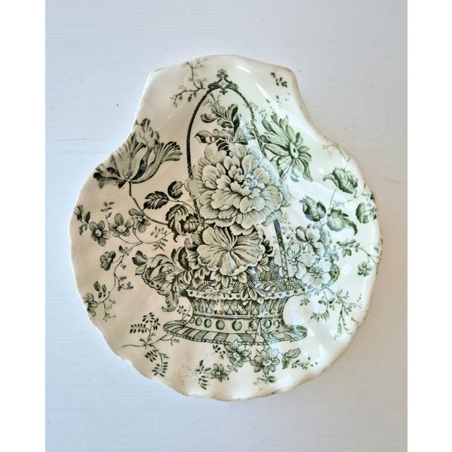 Vintage English Green Transferware Vanity Set by Crown Devon Fieldings, 1940s, Set of 3 For Sale - Image 9 of 15