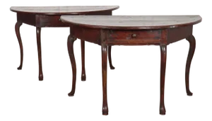 Italian Demi-Lune Console Tables, Set of 2