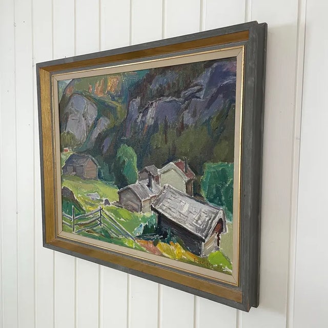 1957 Mid-Century Swedish Modernist Oil Painting "Sommarkväll Vid Kleivi" by Fritz Smedberg For Sale - Image 14 of 18
