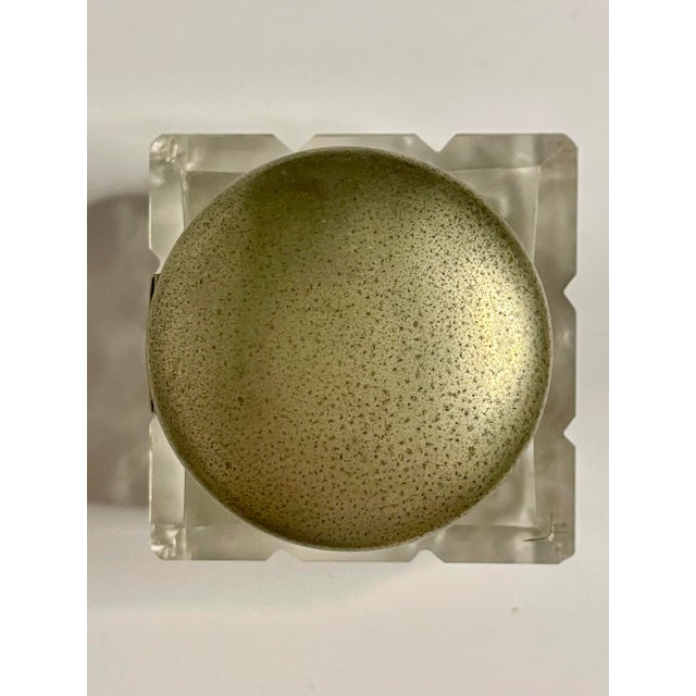 Metal Antique English Art Deco Cut Crystal Inkwell Desk Accessory For Sale - Image 7 of 9