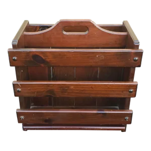 Mid-Century Old Tavern Stained Pine Magazine Rack