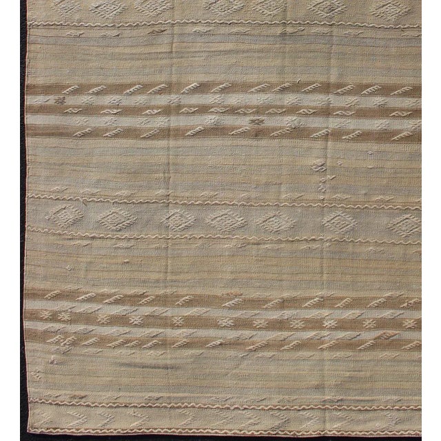 Vintage Turkish Flat-Weave Striped Kilim in Taupe Colors For Sale - Image 4 of 12