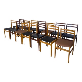 Vintage Scandinavian Wooden Dining Chairs, Yugoslav, 1970s, Set of 14 For Sale
