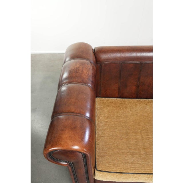 Cream Vintage Three-Seater Sofa in Sheepskin Leather For Sale - Image 8 of 15