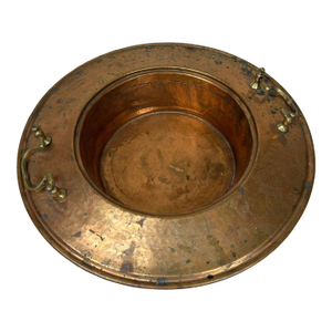 Copper Bowl Handmade Vintage Large With Detail and Handles 17.5" Diameter