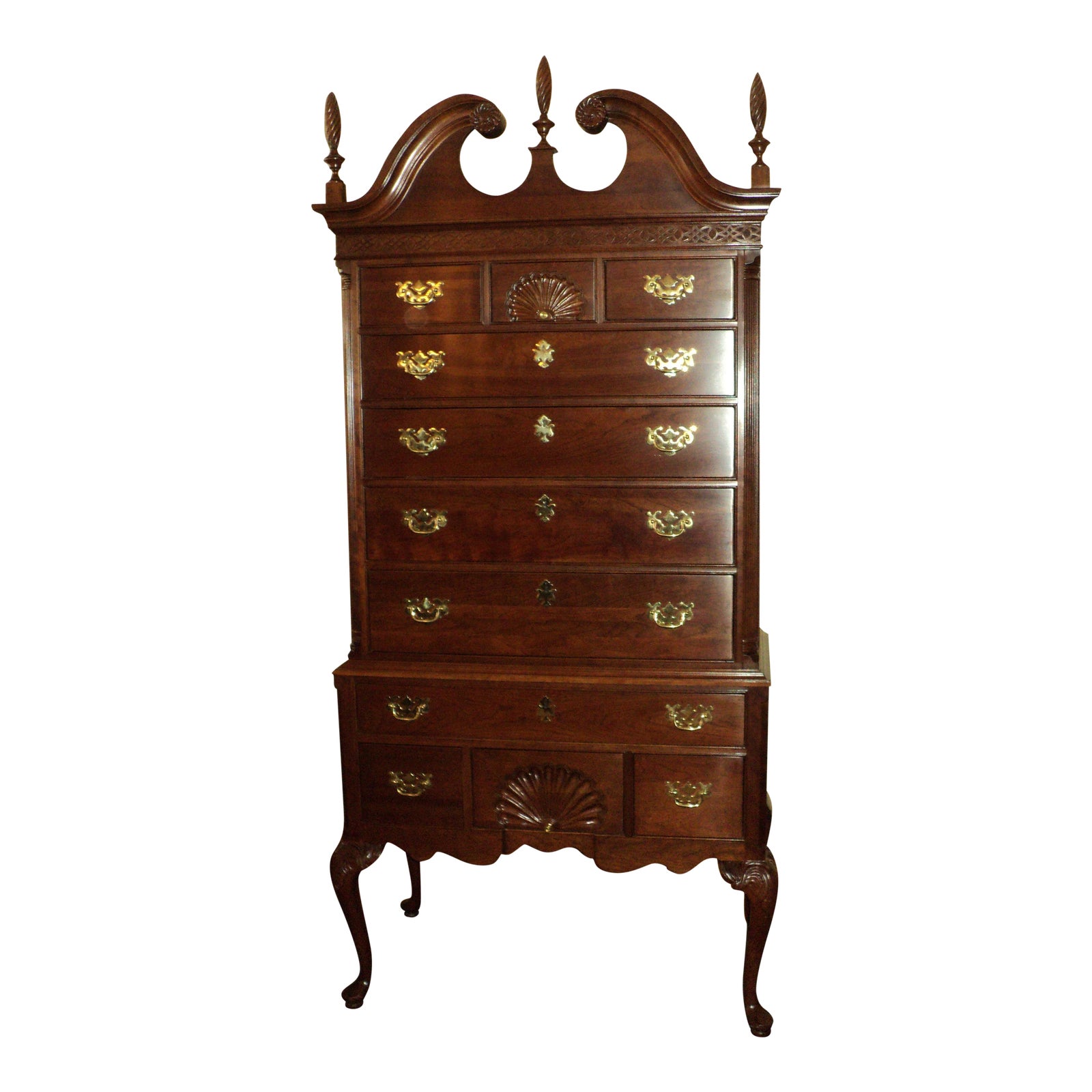 Ethan Allen Knob Creek Collection Queen Anne Solid Cherry Highboy Dresser Chairish
