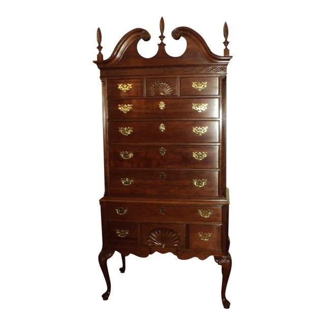 Ethan Allen Knob Creek Collection Queen Anne Solid Cherry Highboy Dresser Chairish
