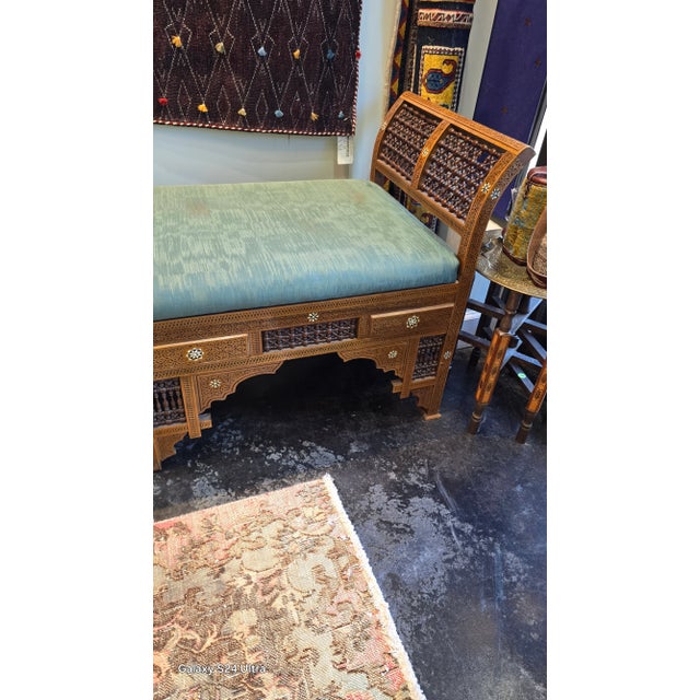 Late 20th Century Arabesque Moorish Damascus Bench For Sale - Image 11 of 12