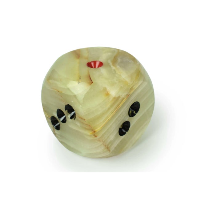 Mid 20th Century Oversized Handcrafted Solid Onyx Stone Dice Paperweight Figurine For Sale - Image 4 of 7