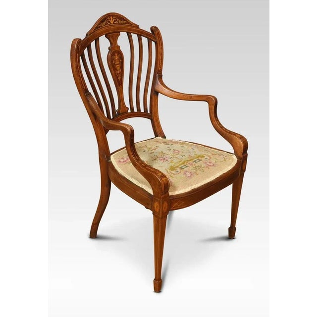 Wood Mahogany Inlaid Armchair, 1890s For Sale - Image 7 of 8