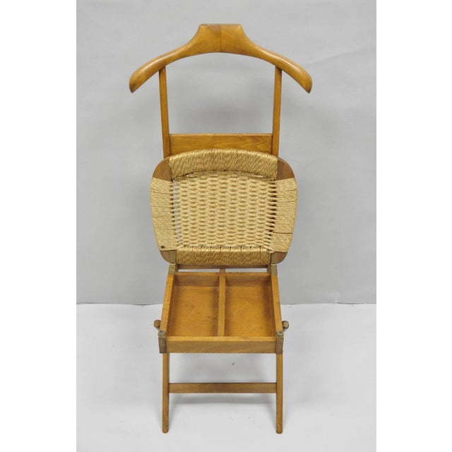 Vintage Mid Century Italian Style Modern Beech Wood Clothing Valet Chair Seat, B For Sale - Image 9 of 18