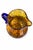 Late 20th Century Amber Hand-Blown Art Glass Pitcher With Cobalt Blue Handle – Sculptural Mid-Century Style (11.5") For Sale - Image 4 of 5