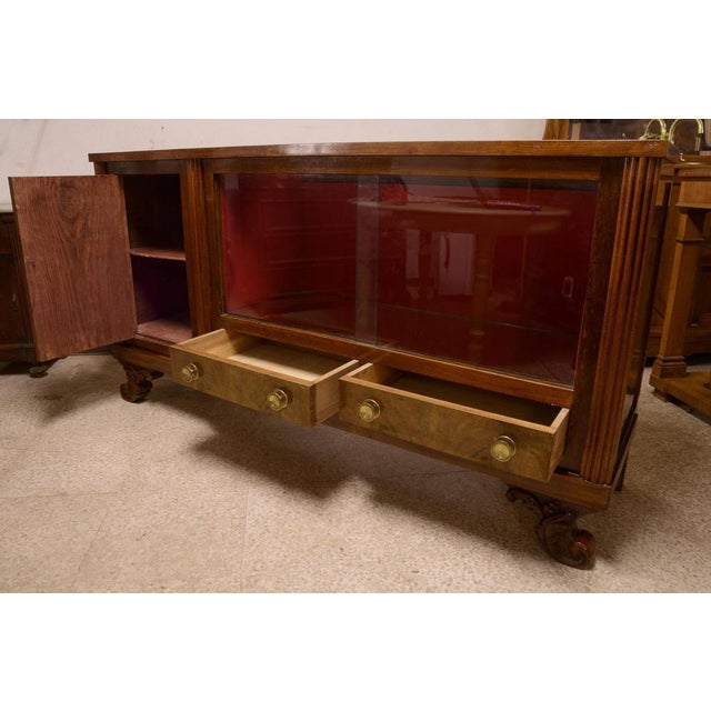 Art Deco Sideboard in Walnut Briar with Sliding Glass, Italy, 1940s For Sale - Image 4 of 8