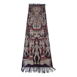 Antique Sumba Hinggi Hip Cloth with a Suede Border For Sale