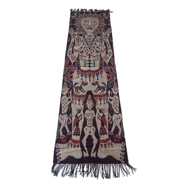 Antique Sumba Hinggi Hip Cloth with a Suede Border For Sale