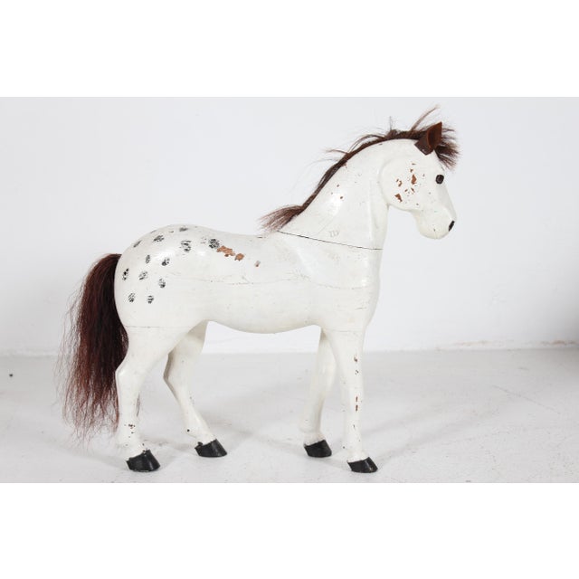 Large Antique Swedish Horse in Carved Wood with White Paint, 1890s For Sale - Image 4 of 11