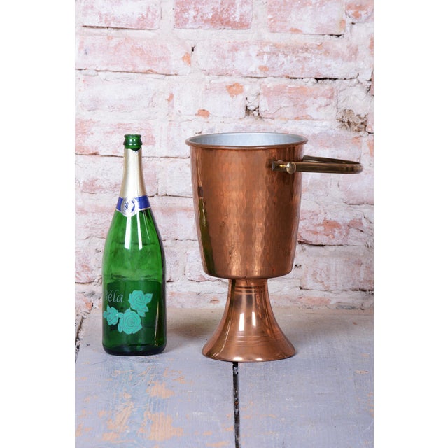 Art Deco Standing Champagne Cooler in Brass and Copper, France, 1920s For Sale - Image 10 of 13
