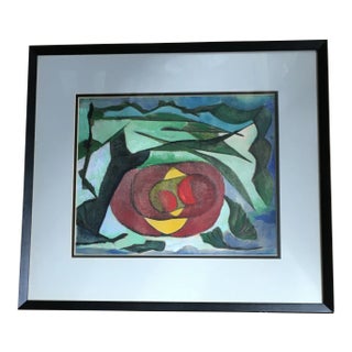 1968 Signed Abstract Watercolor on Paper Painting For Sale