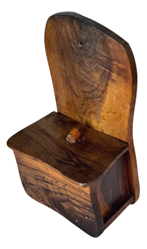 French Rustic Olive Wood Salt Box, 1970s