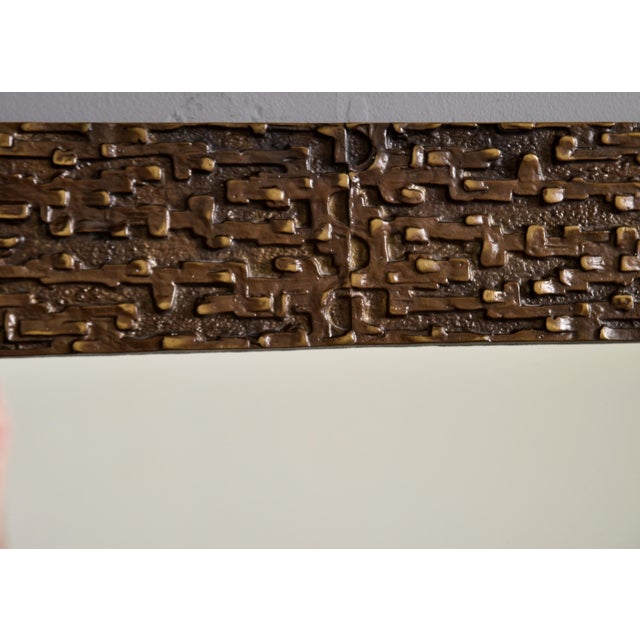 Mid Century Brutalist Square Mirror With Metal and Brass Frame For Sale In Detroit - Image 6 of 12